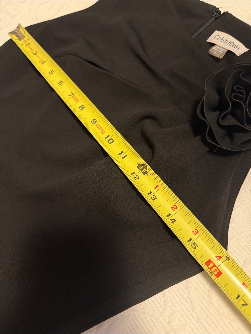 Calvin Klein Black Sheath Dress with Rosette. Size 4. - Picture 8 of 8